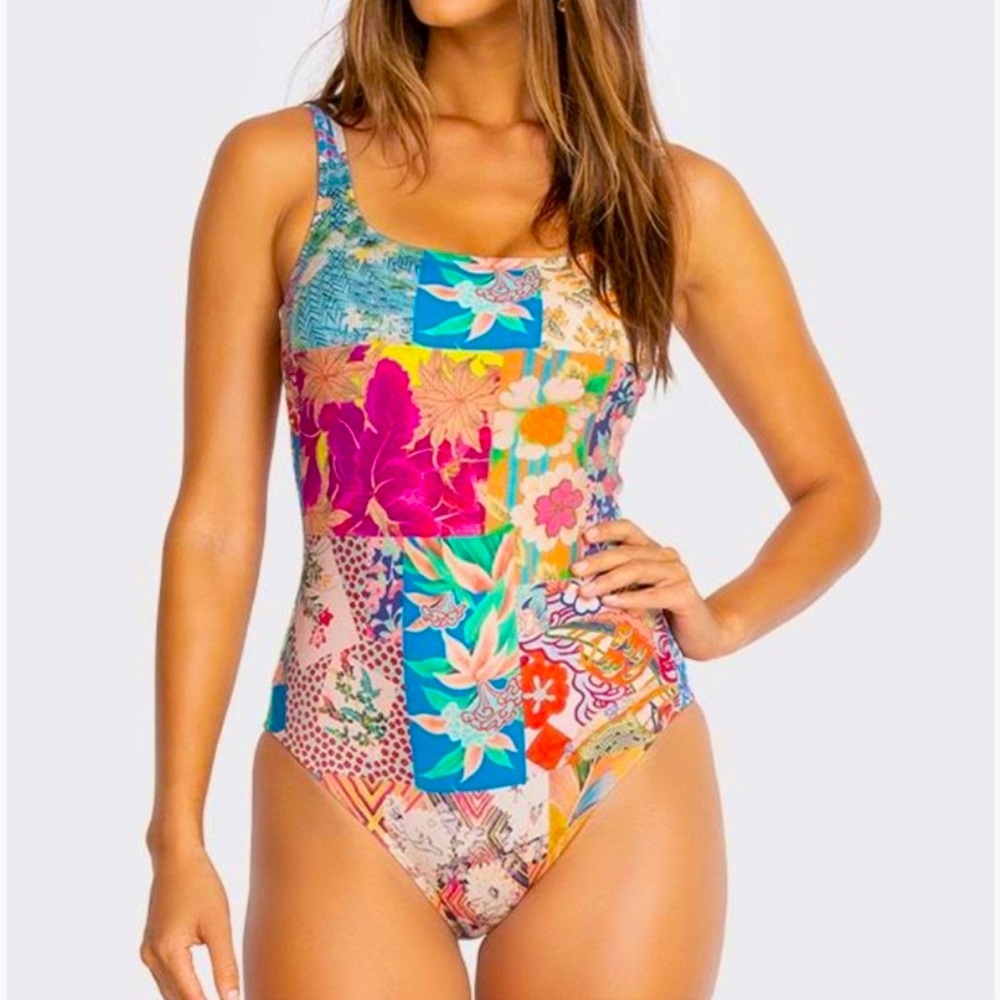 Johnny Was Barcelona Tank One Piece Swimsuit XS
